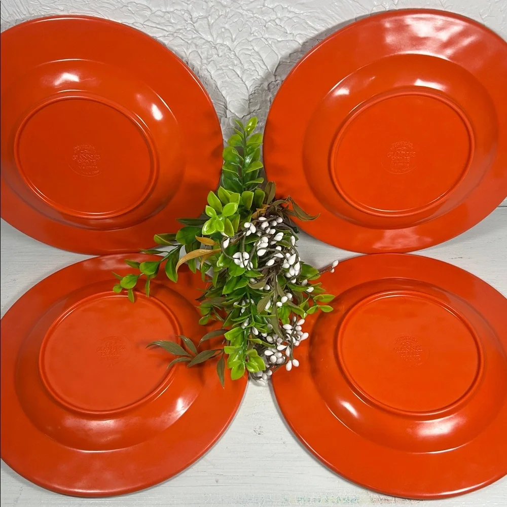 Gianna’s Home Plates Melamine Rustic Orange Plate Set Farmhouse Orange Plates